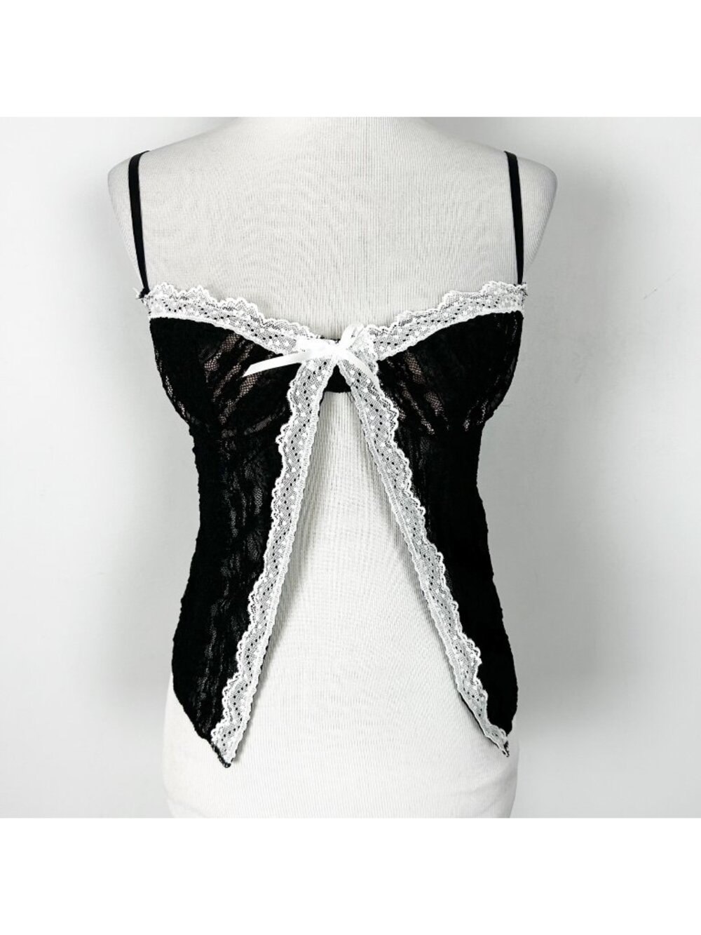 Women's‎ Black Lace Cami Split Front Whimsigoth Fairy Grunge Size Medium